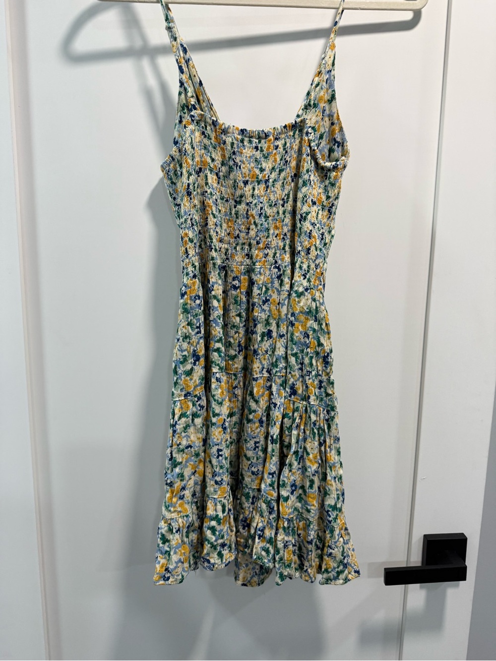 Angie Floral Twist-Front Mini Dress in White, Blue & Yellow - Picture 3 of 5